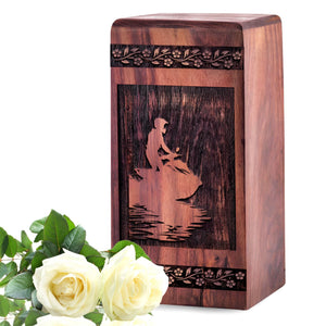 Wooden Riding Jet Urn Box for Ashes - Memorial Keepsake
