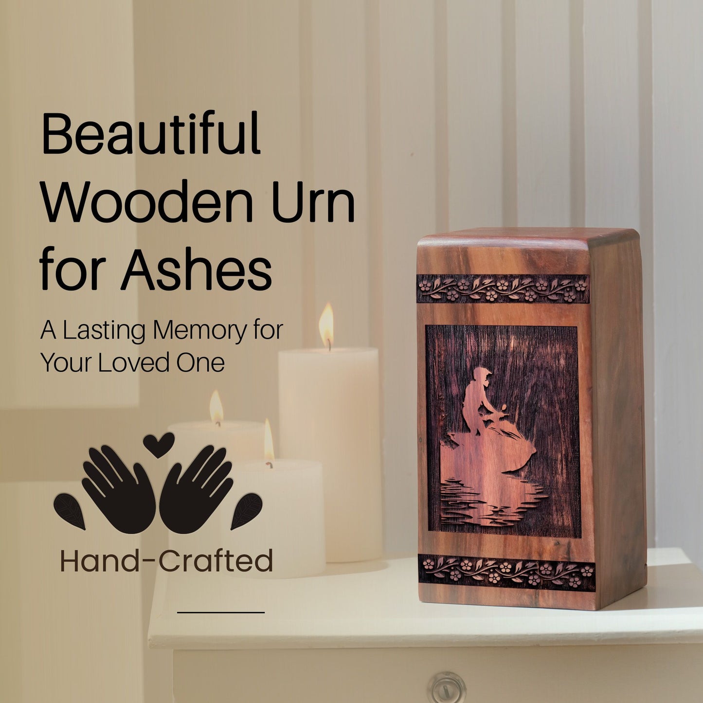 Wooden Riding Jet Urn Box for Ashes - Memorial Keepsake
