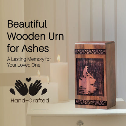 Wooden Riding Jet Urn Box for Ashes - Memorial Keepsake
