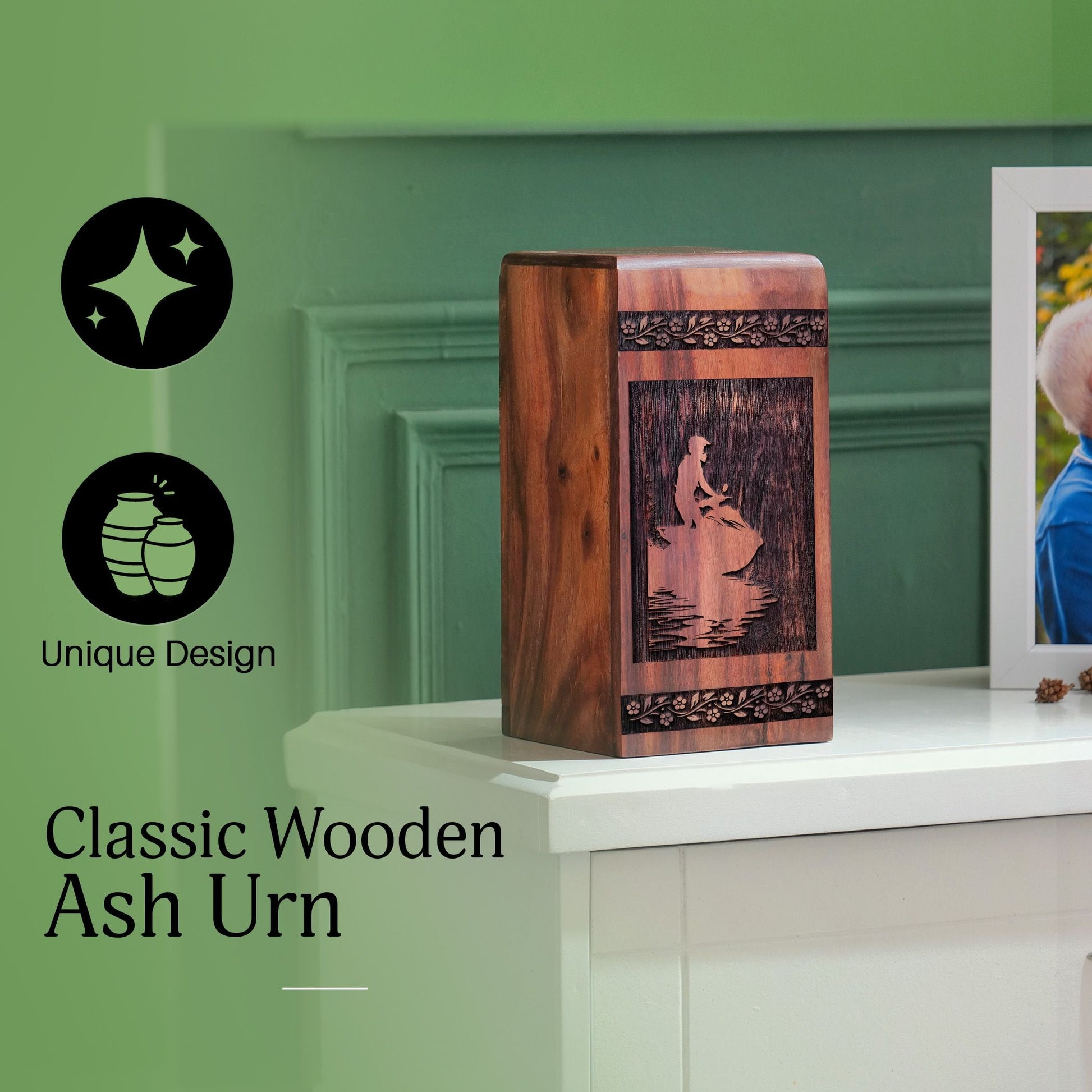 Wooden Riding Jet Urn Box for Ashes - Memorial Keepsake