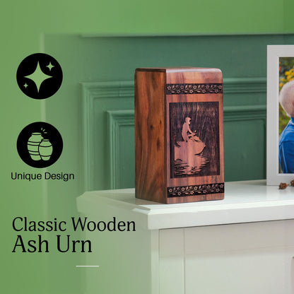 Wooden Riding Jet Urn Box for Ashes - Memorial Keepsake