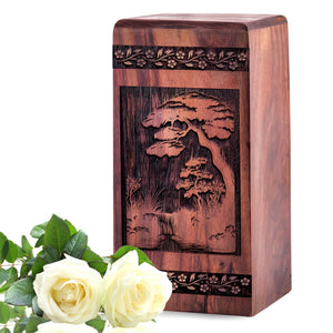 Handcrafted Wooden Scrubland Urn for Ashes - Unique Tribute