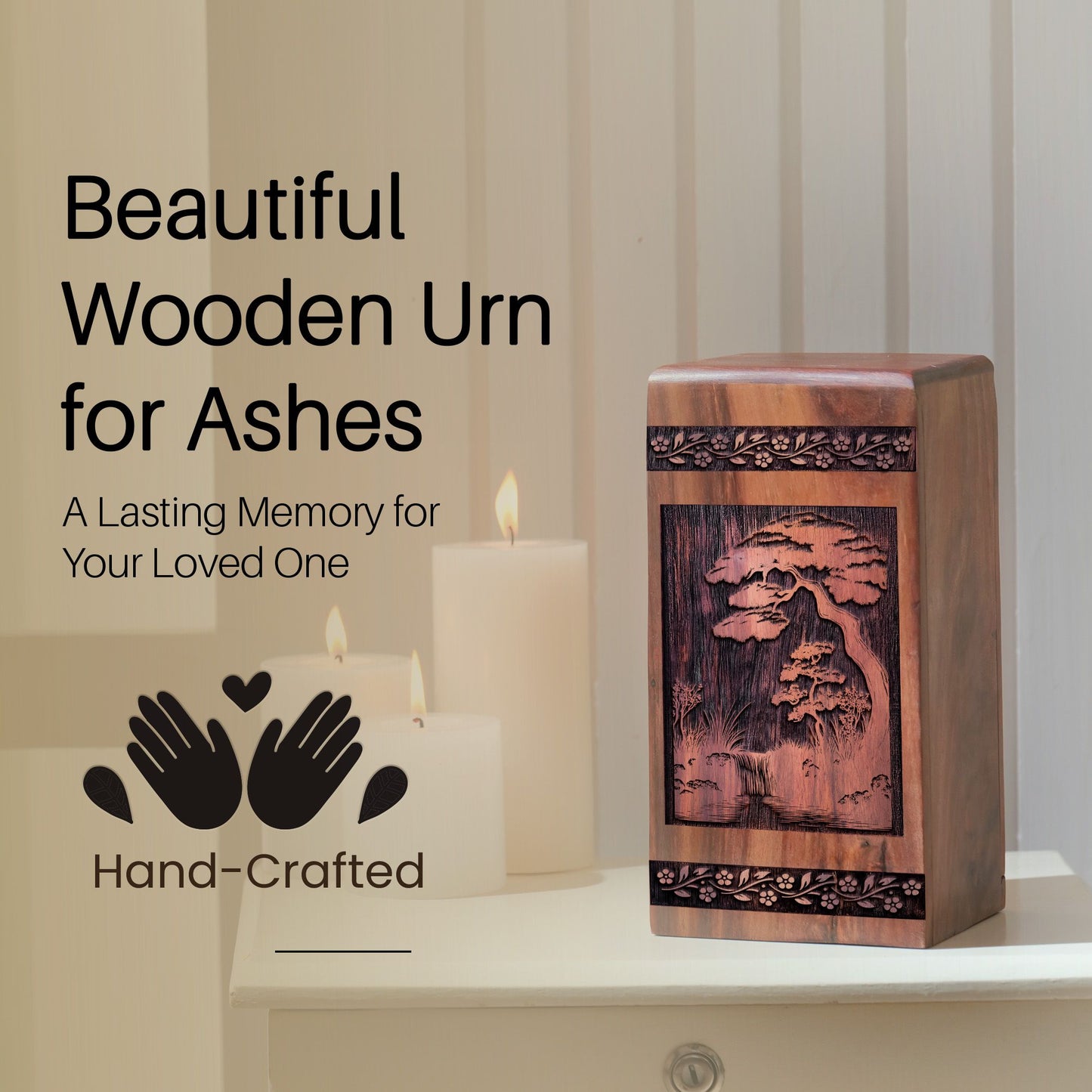Handcrafted Wooden Scrubland Urn for Ashes - Unique Tribute
