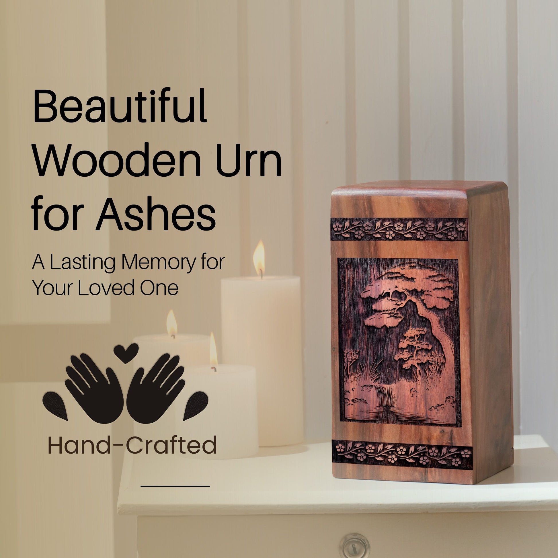 Handcrafted Wooden Scrubland Urn for Ashes - Unique Tribute