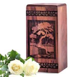 Wooden Bridge Urn Box for Ashes - Memorial Keepsake