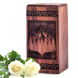 Unique Wooden Mountain Cremation Urn for Ashes - Thoughtful Design