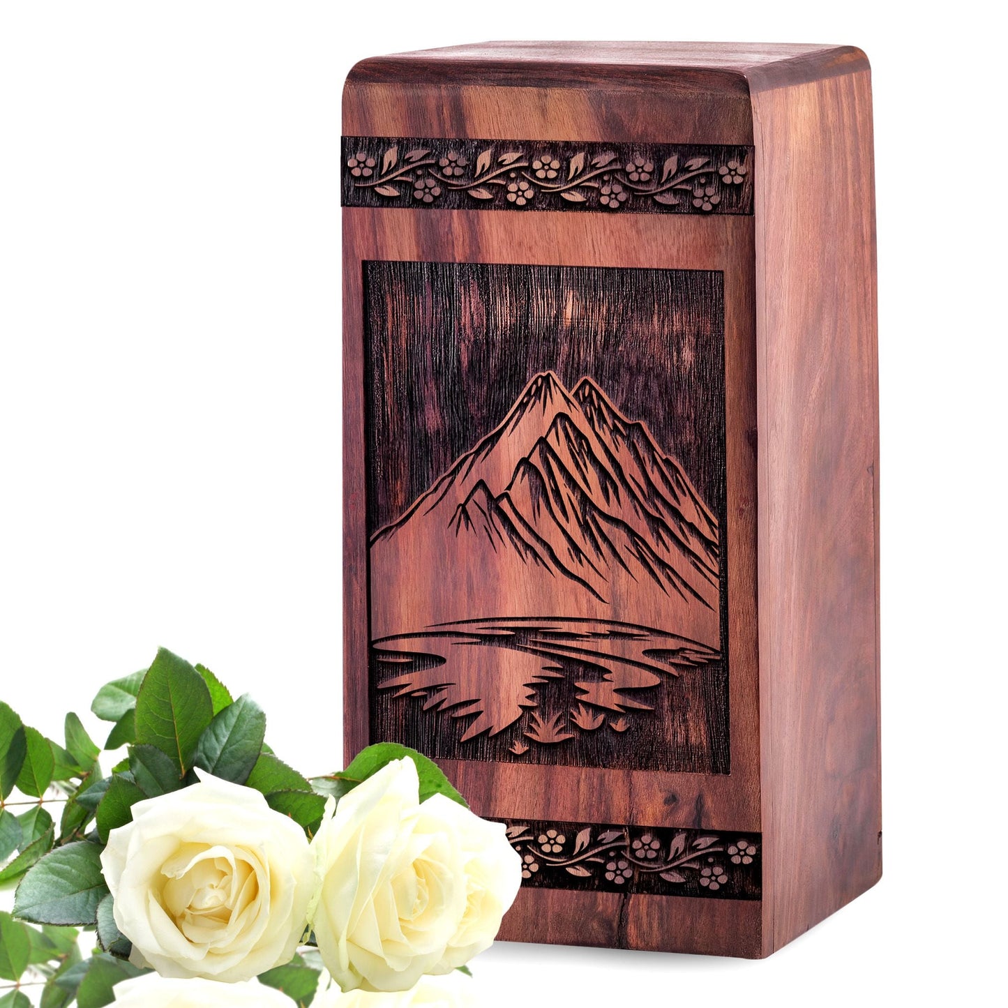 Handcrafted Wooden Mountain Urn for Ashes - Loving Memorial