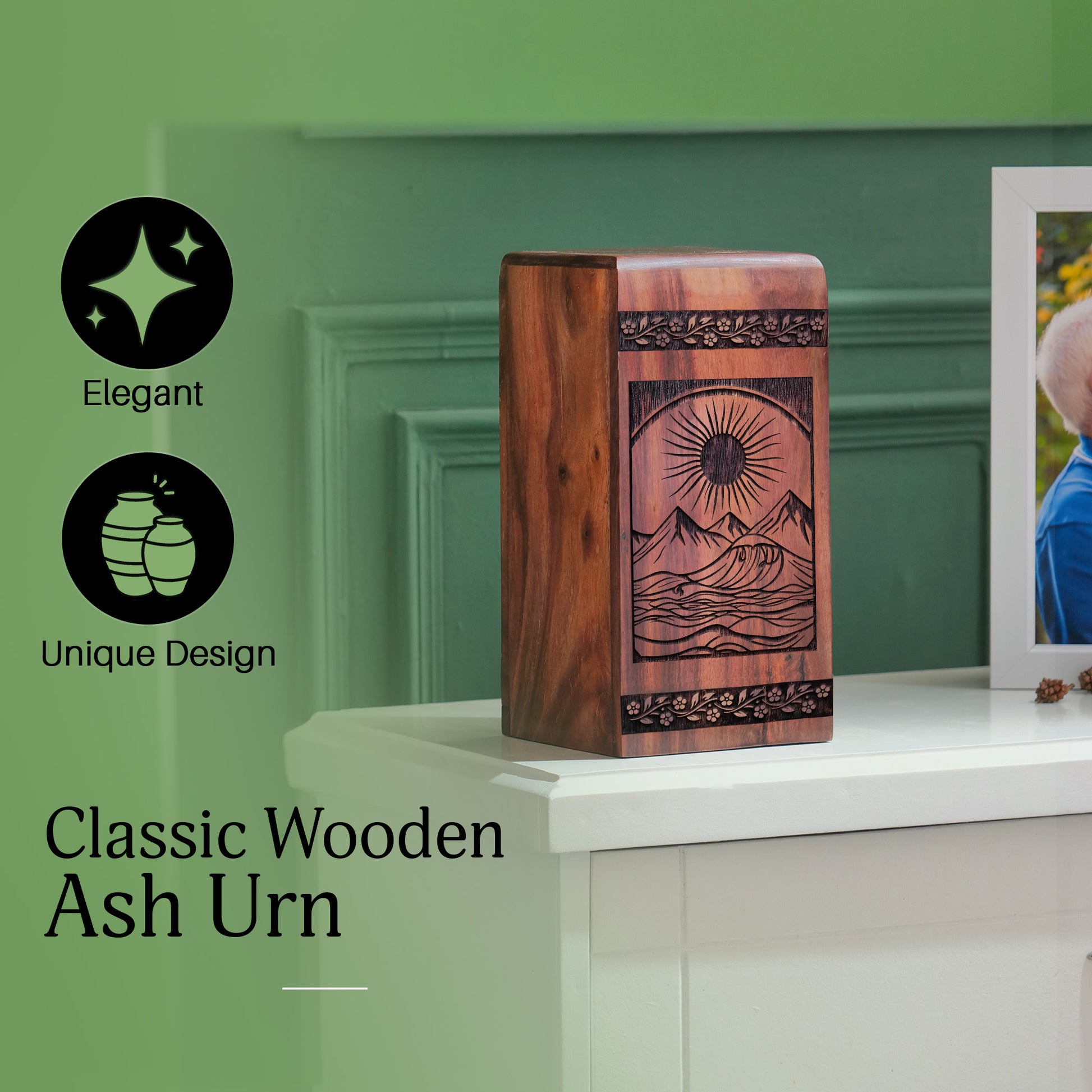 mountain Urn Size 11.25 Inch 11.25”(H) x 6.25”(W) x 6.25”(L)