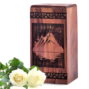 Unique Wooden Mountain Urn for Ashes - Handmade Memorial
