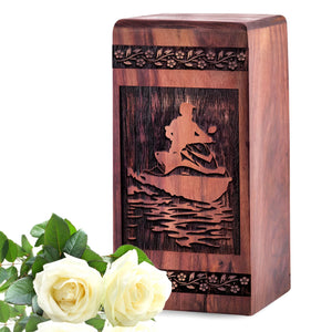 Handcrafted Wooden Riding Jet Urn for Ashes - Unique Memorial