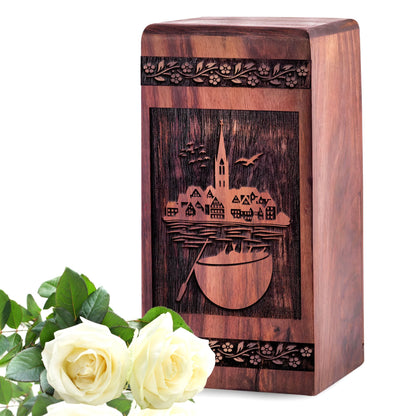 Handcrafted Wooden Historic Urn for Ashes - Eternal Tribute