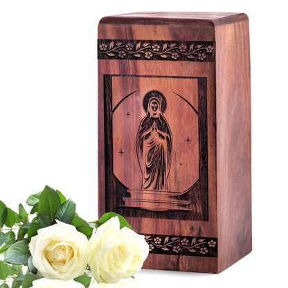 Handcrafted Wooden Mary Urn for Ashes - Loving Tribute