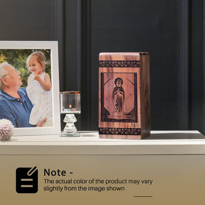 Handcrafted Wooden Mary Urn for Ashes - Loving Tribute