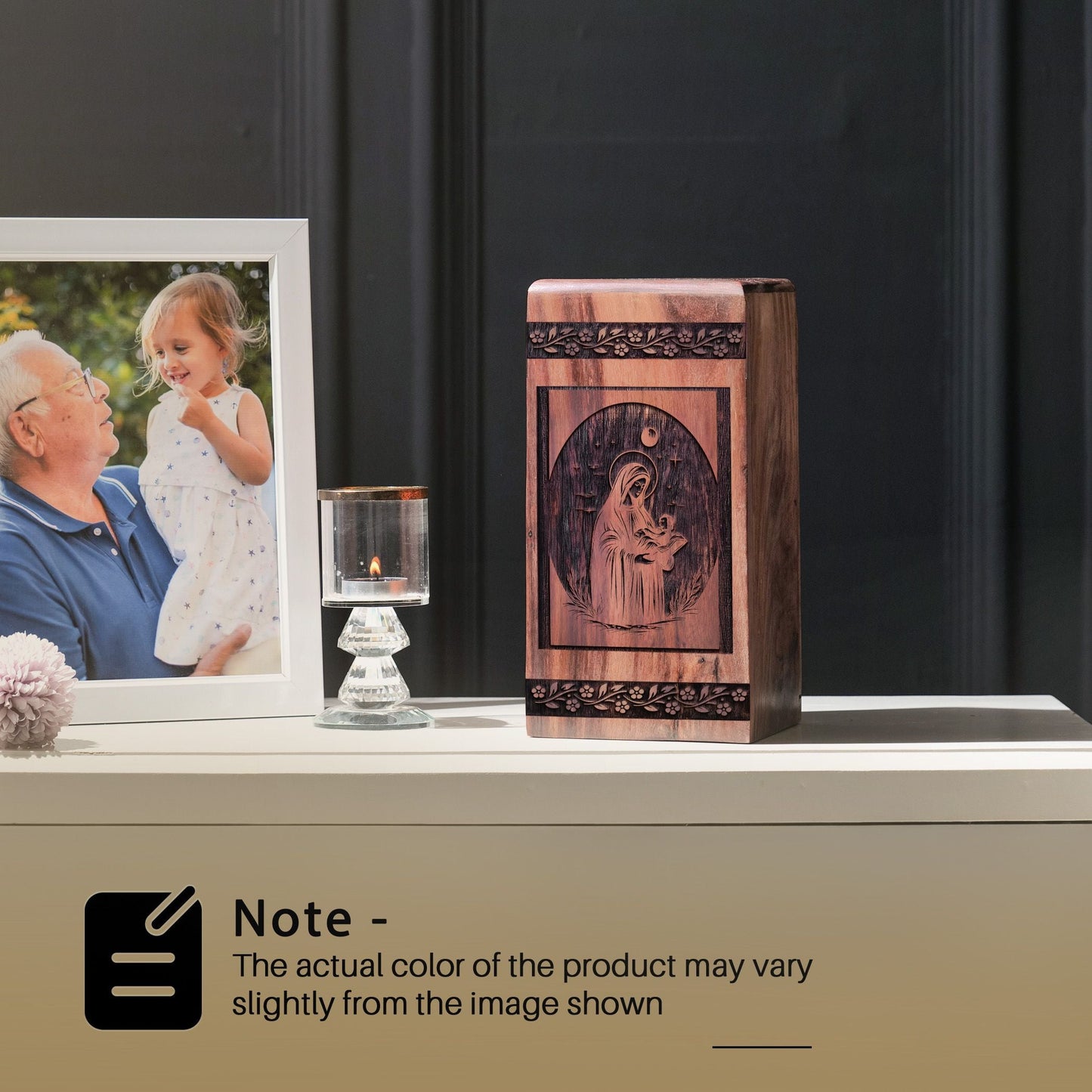 Handcrafted Wooden Mary Urn for Ashes - Timeless Tribute