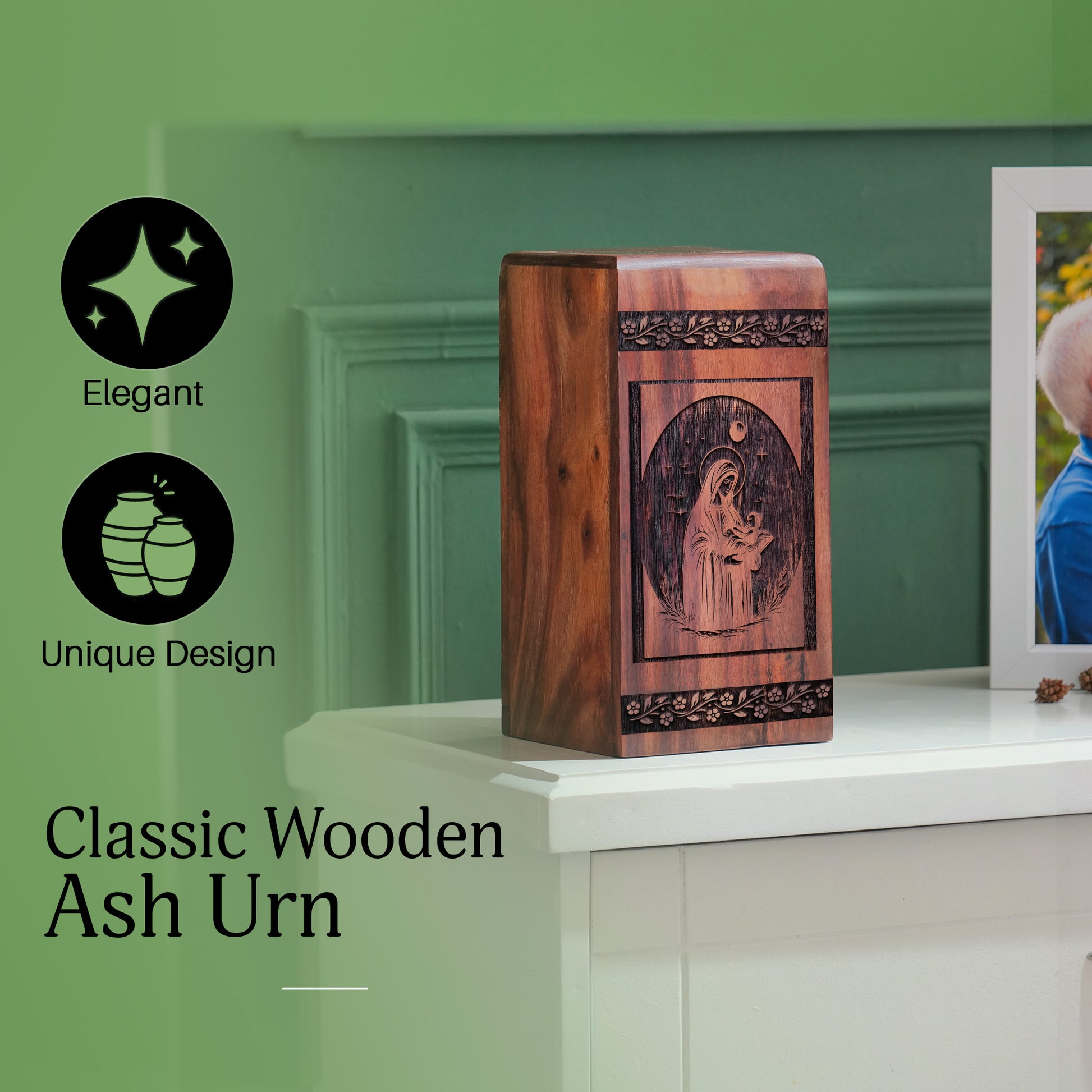 Mary Urn Size 11.25 Inch 11.25”(H) x 6.25”(W) x 6.25”(L)