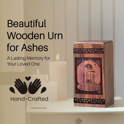 Handcrafted Wooden Rotunda Urn for Ashes - Timeless Memorial