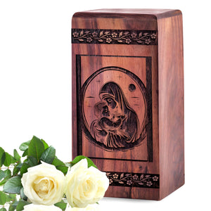 Handcrafted Wooden Mary Urn for Ashes - Eternal Tribute