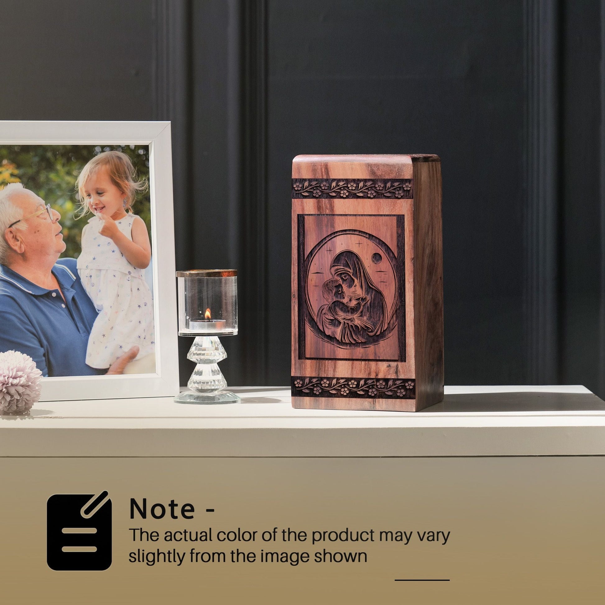 Handcrafted Wooden Mary Urn for Ashes - Eternal Tribute