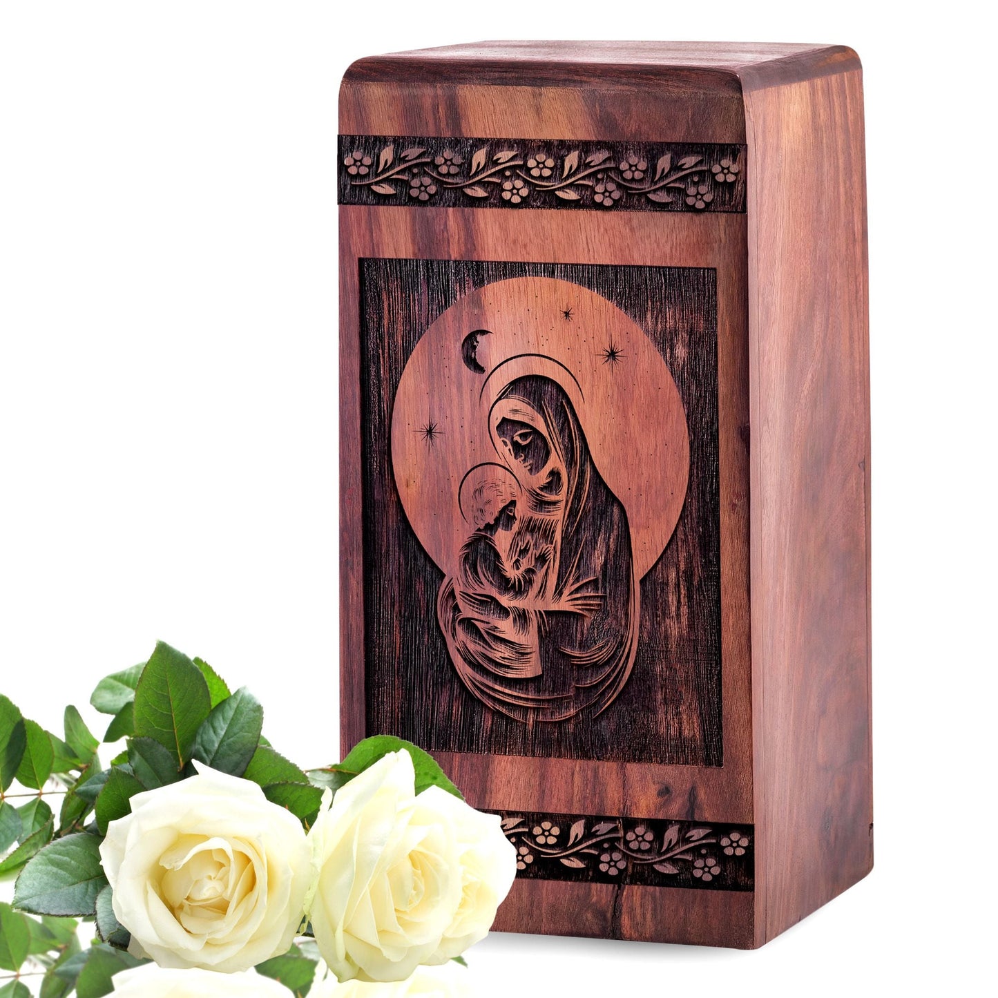 Handmade Wooden Mary Urn for Ashes - Lasting Memorial