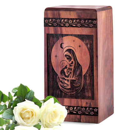 Handmade Wooden Mary Urn for Ashes - Lasting Memorial