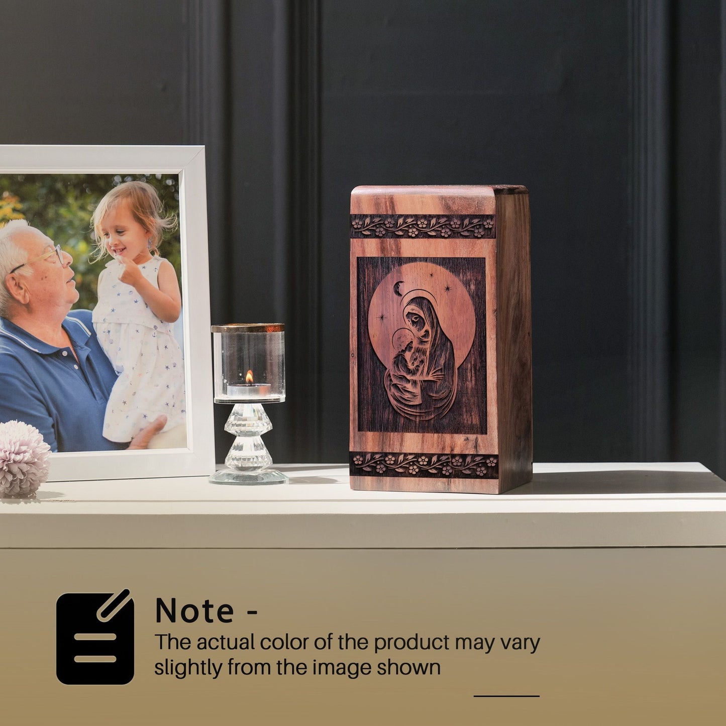 Handmade Wooden Mary Urn for Ashes - Lasting Memorial