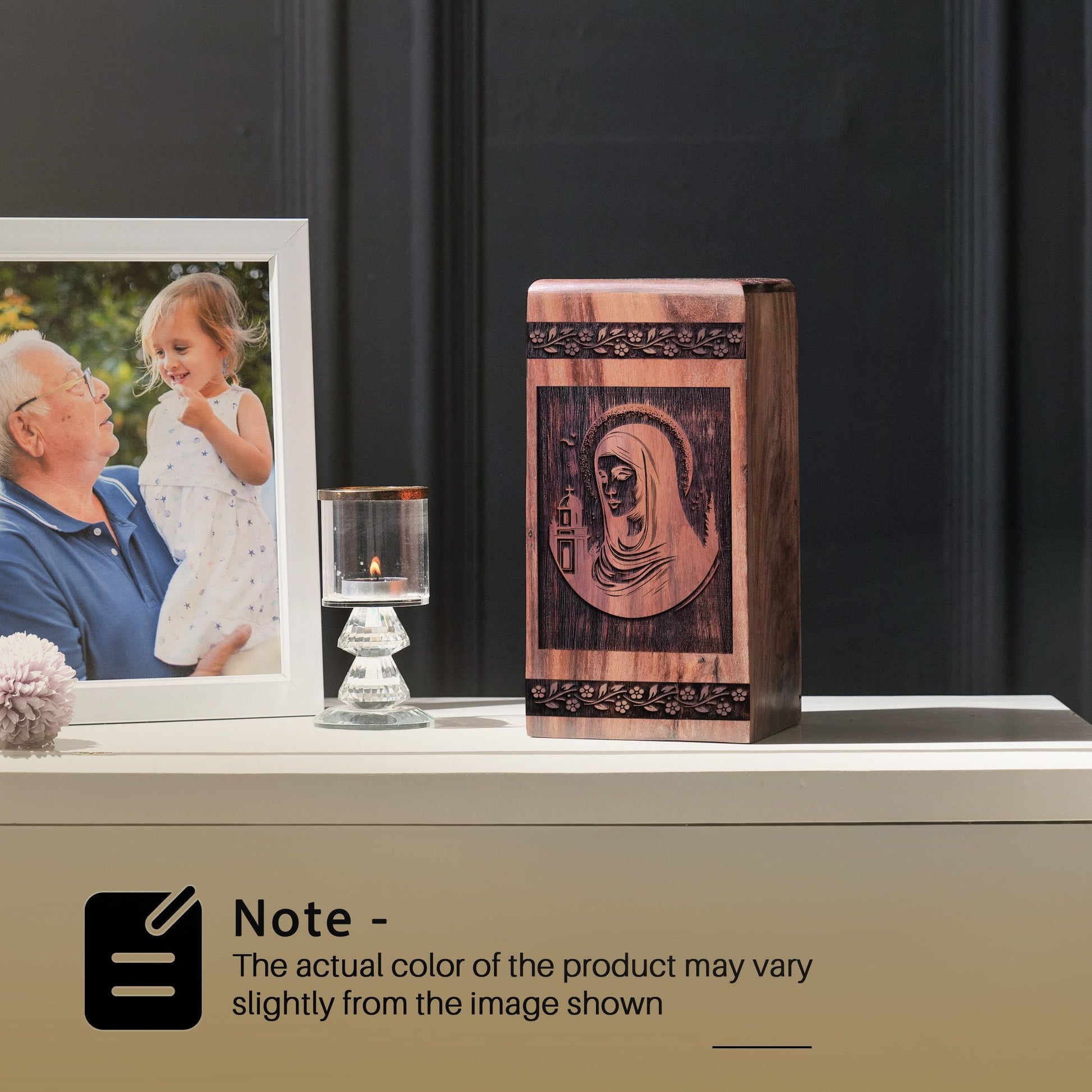 Wooden Mary Urn for Ashes - Handcrafted Keepsake