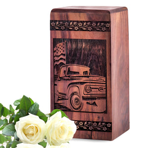 Handmade Wooden Car Urn for Ashes - Memorial Keepsake