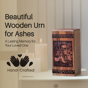 Wooden Bulldozer Urn Box for Ashes - Thoughtful Keepsake