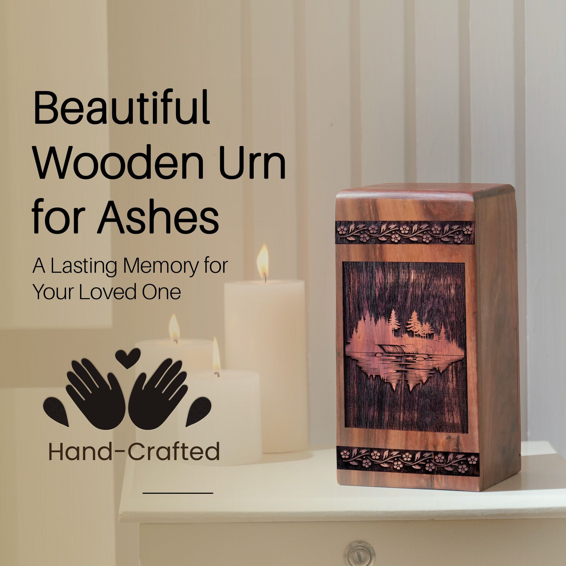 Handcrafted Wooden Forest Urn for Ashes - Eternal Tribute