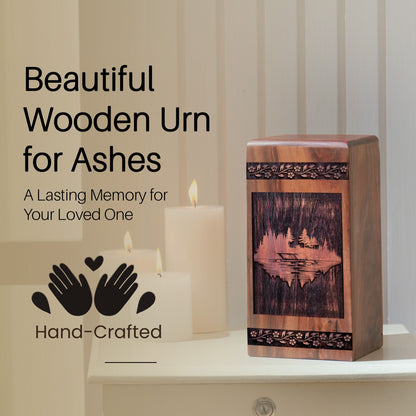 Handcrafted Wooden Forest Urn for Ashes - Eternal Tribute
