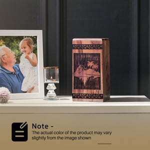 Wooden Mountain Urn Box for Ashes - Thoughtful Memorial