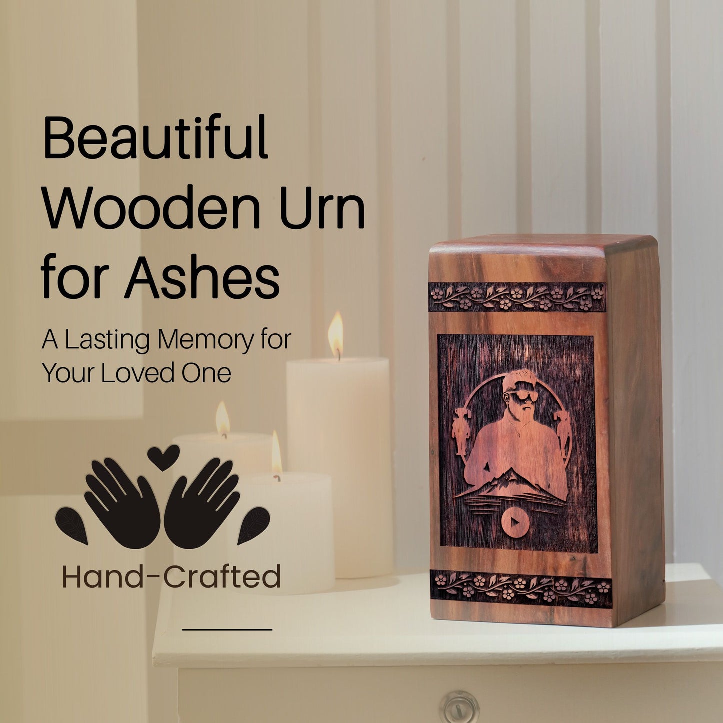 Handcrafted Wooden Man Urn for Ashes Keepsake urn