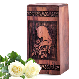 Unique Wooden Mother Cremation Urn for Ashes - Memorial Tribute