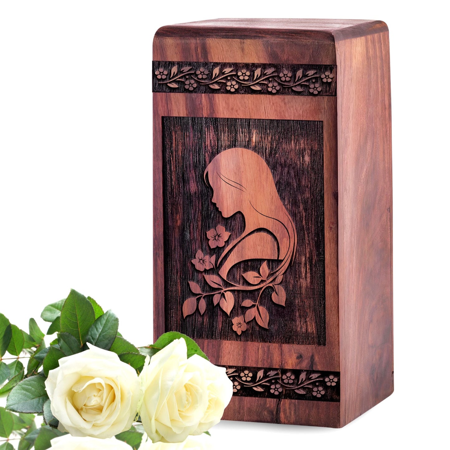 Unique Wooden Mother Cremation Urn for Ashes - Memorial Tribute