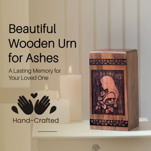Unique Wooden Mother Cremation Urn for Ashes - Memorial Tribute
