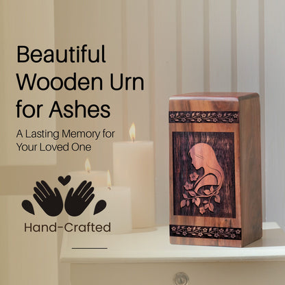 Unique Wooden Mother Cremation Urn for Ashes - Memorial Tribute