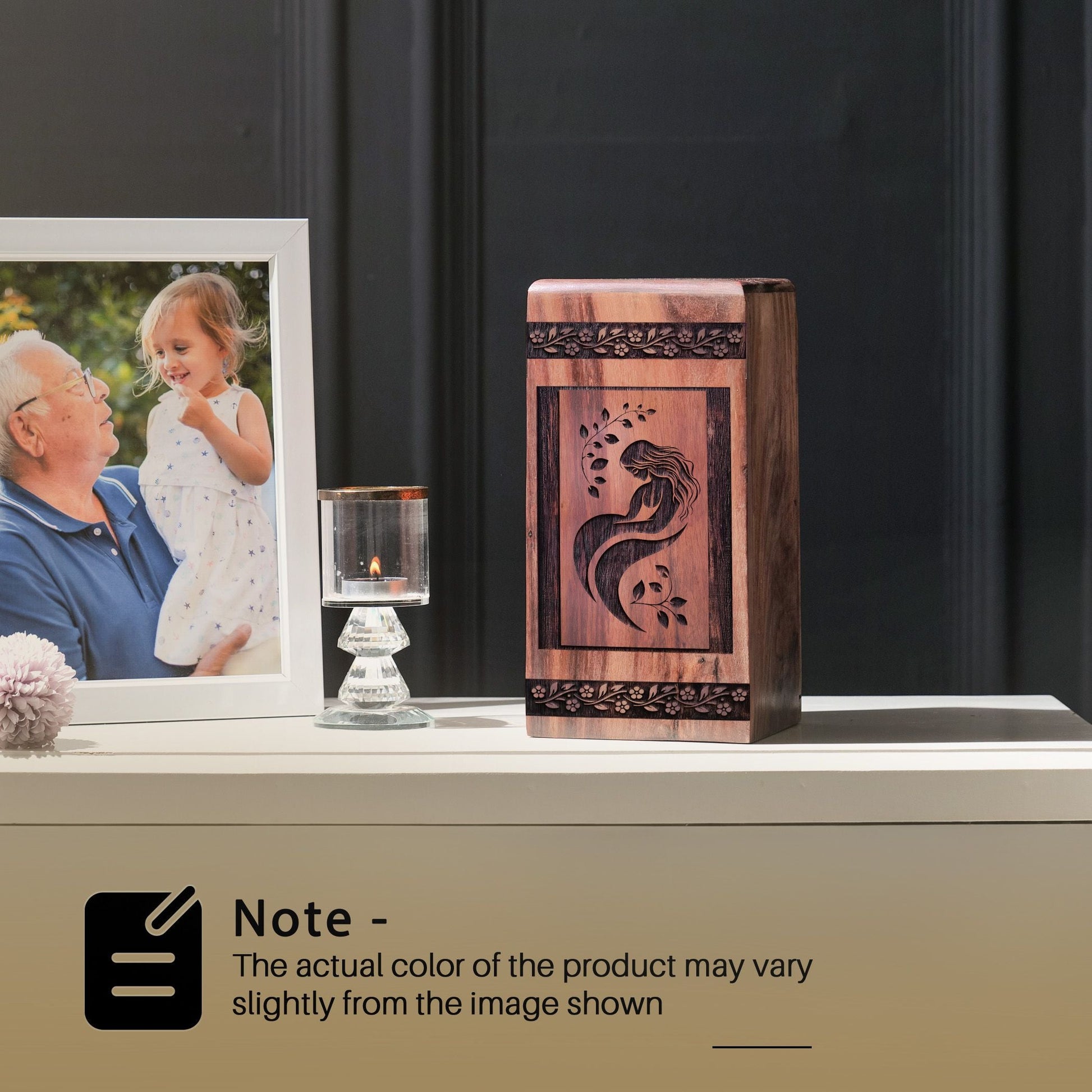 Wooden Mother Urn for Ashes - Handcrafted Memorial