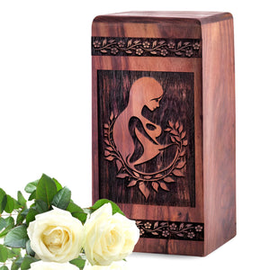 Wooden Mother Urn Box for Ashes - Eternal Keepsake