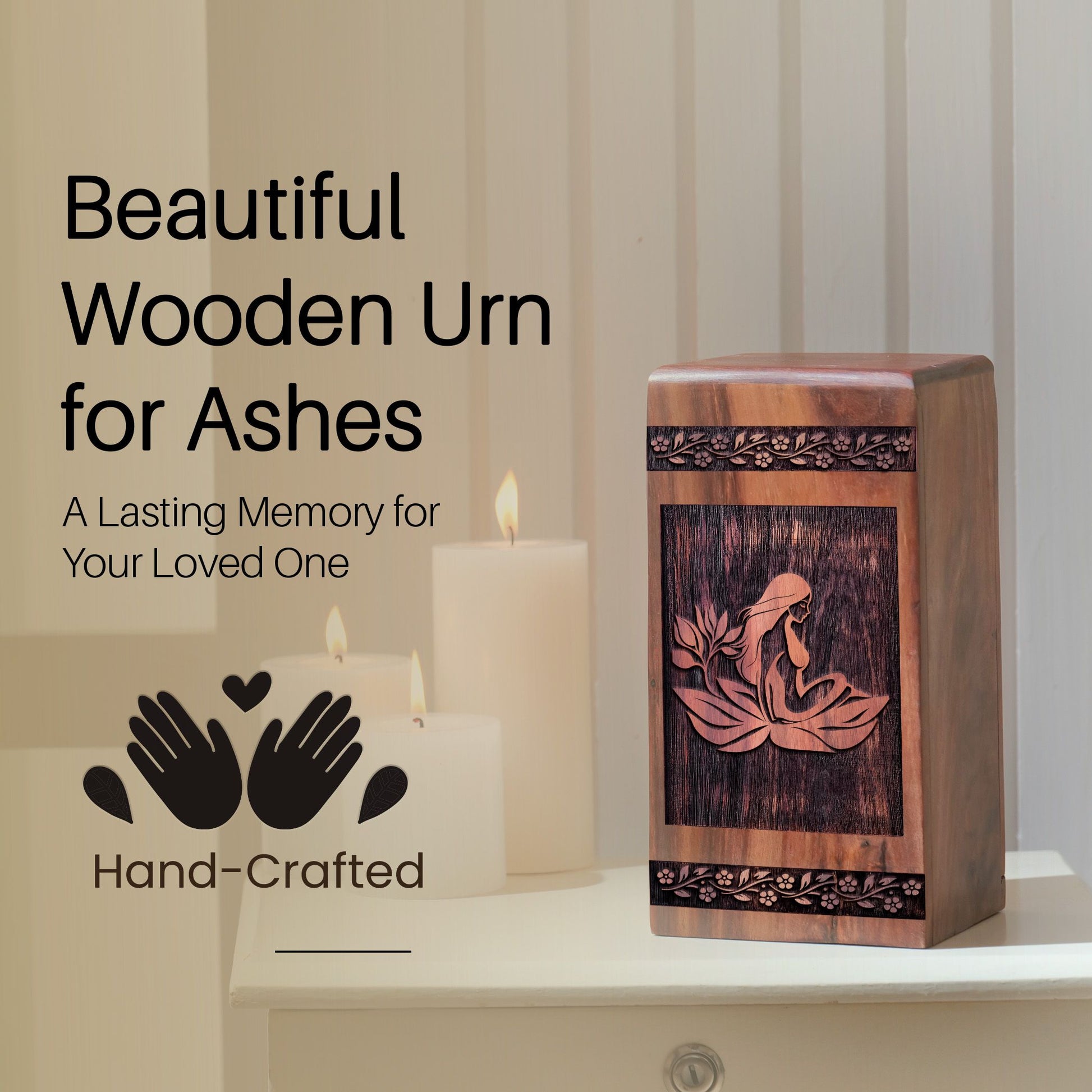 Handcrafted Wooden Mother Urn for Ashes - Timeless Tribute
