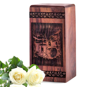 Handmade Wooden Drum Set Urn for Ashes - Eternal Keepsake