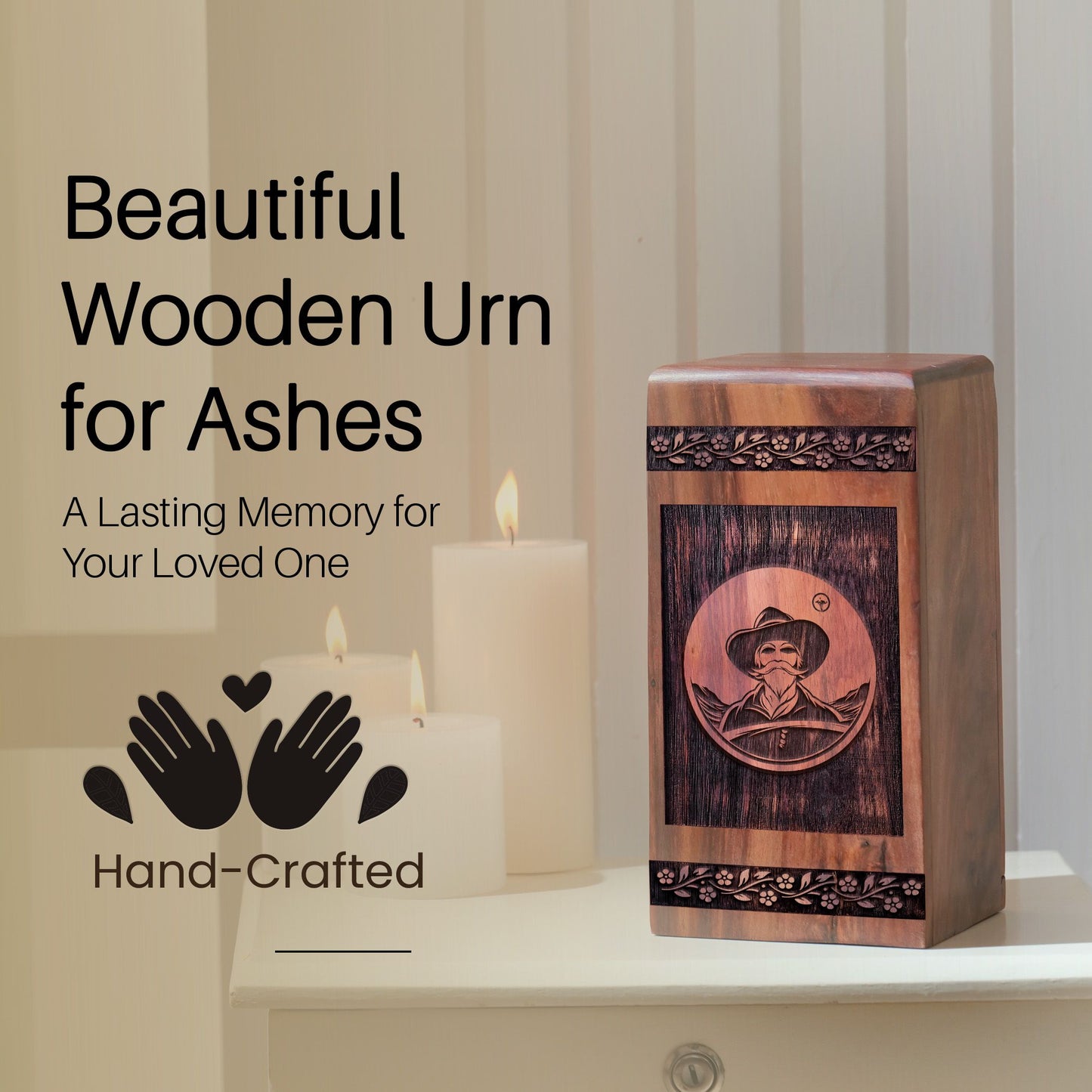 Handmade Wooden Man Urn for Ashes - Memorial Design