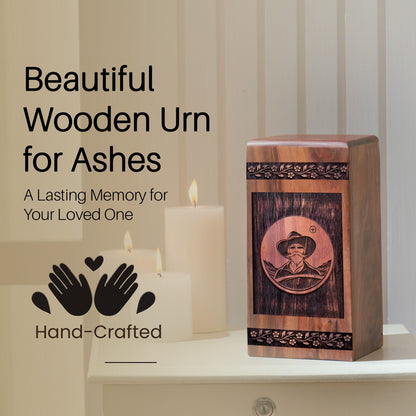 Handmade Wooden Man Urn for Ashes - Memorial Design