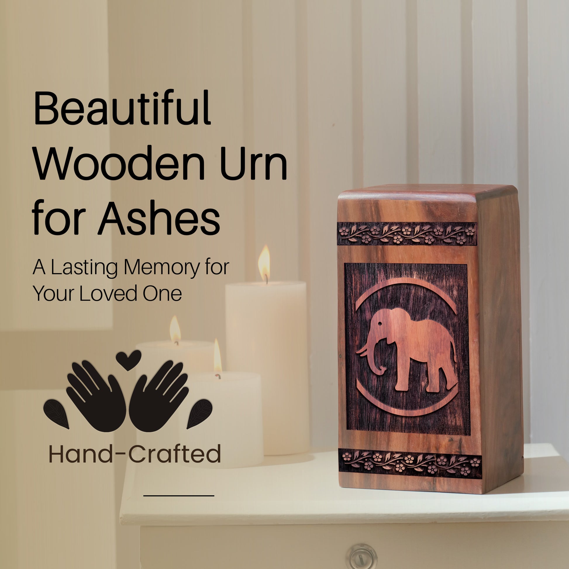 Elephant Urn Size 10 Inch 10”(H) x 5.5”(W) x 5.5”(L)
