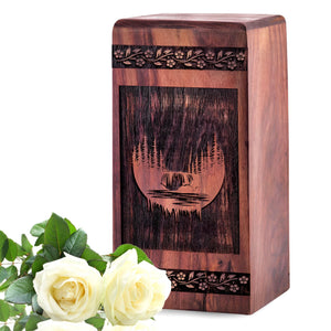 Wooden Forest Urn Box for Ashes - Thoughtful Keepsake