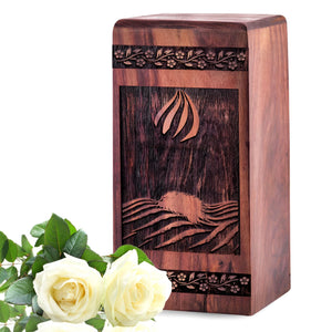 Wooden Logo Urn Box for Ashes - Thoughtful Keepsake
