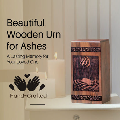 Wooden Logo Urn Box for Ashes - Thoughtful Keepsake