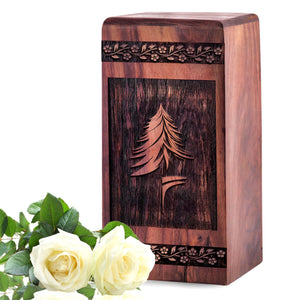Wooden Logo Urn Box for Ashes - Memorial Keepsake