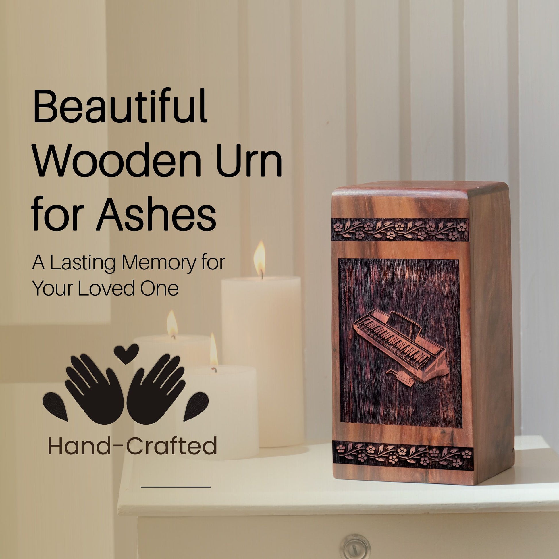 Wooden Piano Urn Box for Ashes - Thoughtful Keepsake
