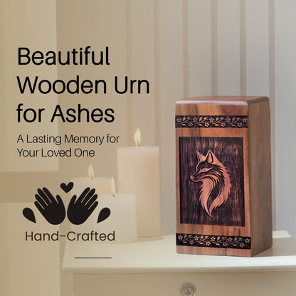 Handcrafted Wooden Fox Urn for Ashes - Eternal Tribute