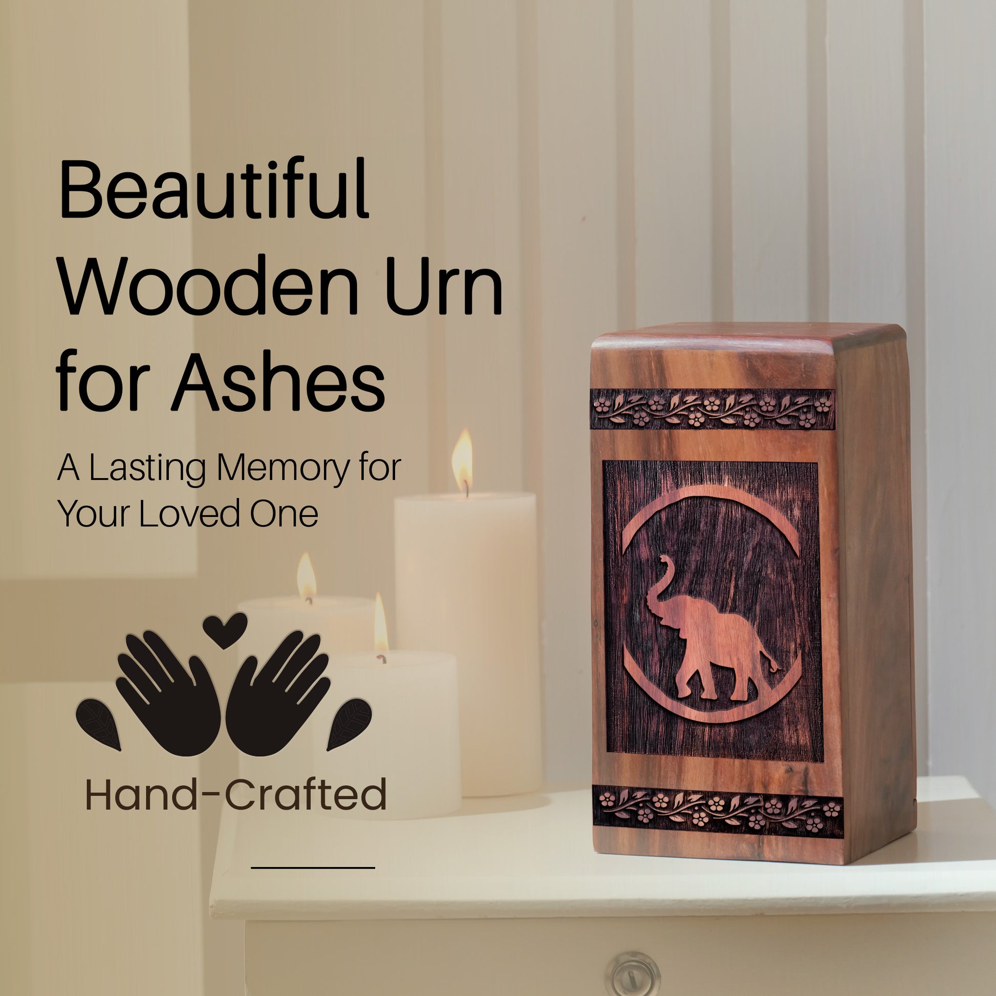 elephant Urn Size 10 Inch 10”(H) x 5.5”(W) x 5.5”(L)